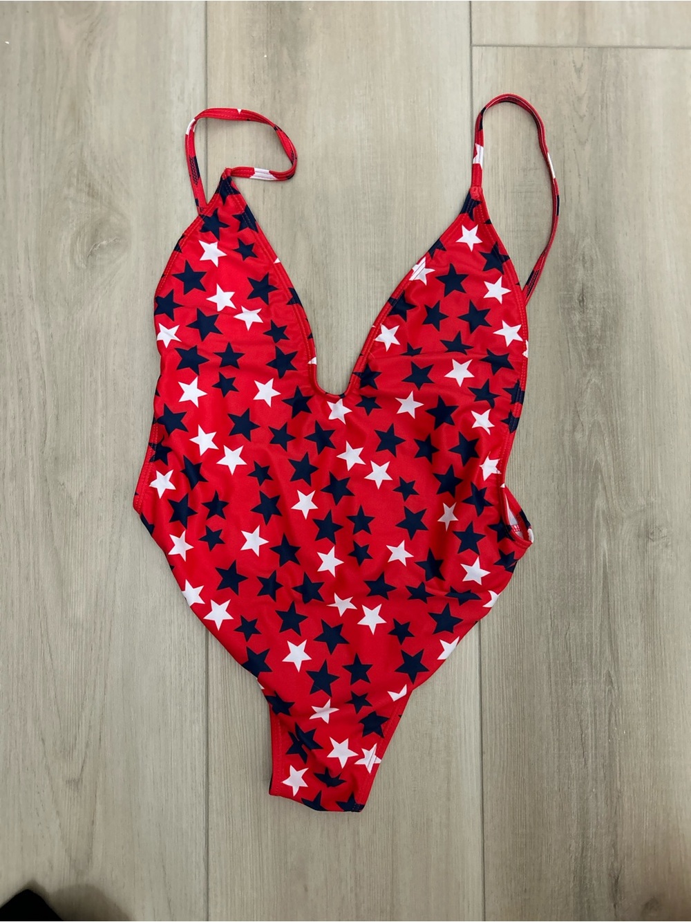 Womens Red Star Print One-Piece Swimsuit